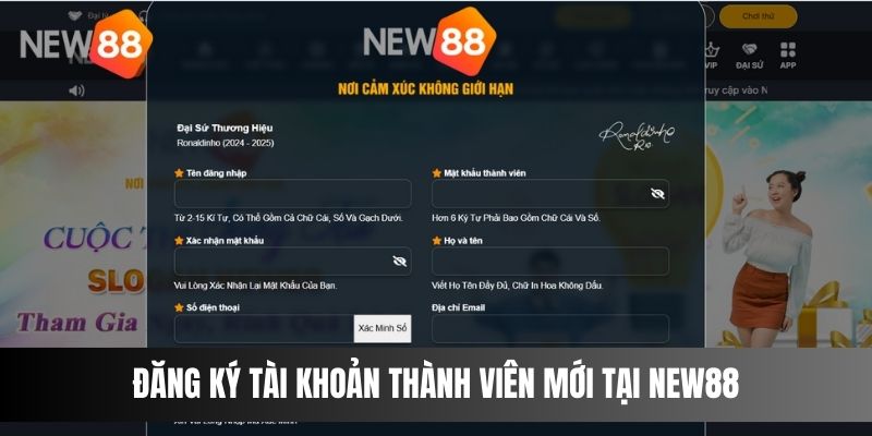 Đăng ký tài khoản thành viên mới tại NEW88